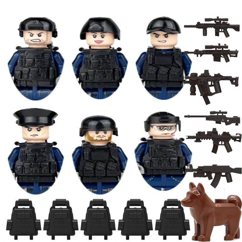City Patrol Police Motorcycle Car Pursuit Prisoners Model Building Blocks Enlighten Action Figure Toys For Children