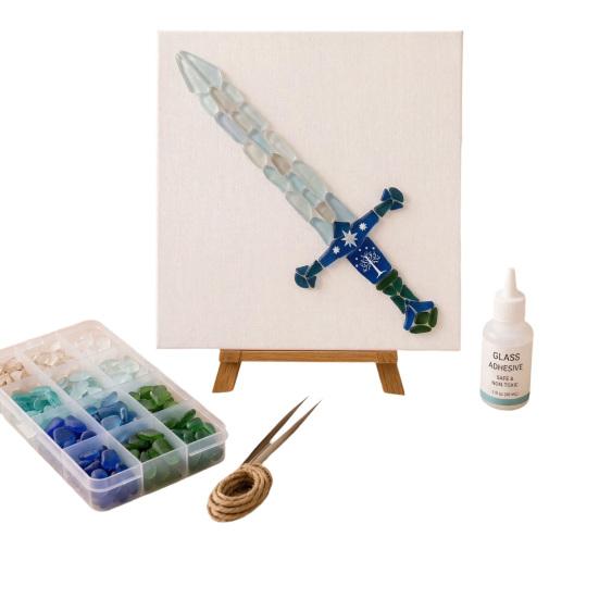 Stress Relief Creative Hobby DIY Mosaic Art Kit, Fantasy Circular Door Tile Craft Sea Glass Project Kit for Adults Beginners, Handmade Gift