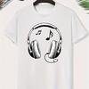 Boys Cotton T-Shirt with Headphones Music Notes Graphic Vibrant Red Casual Short Sleeve Top Breathable Summer Shirt