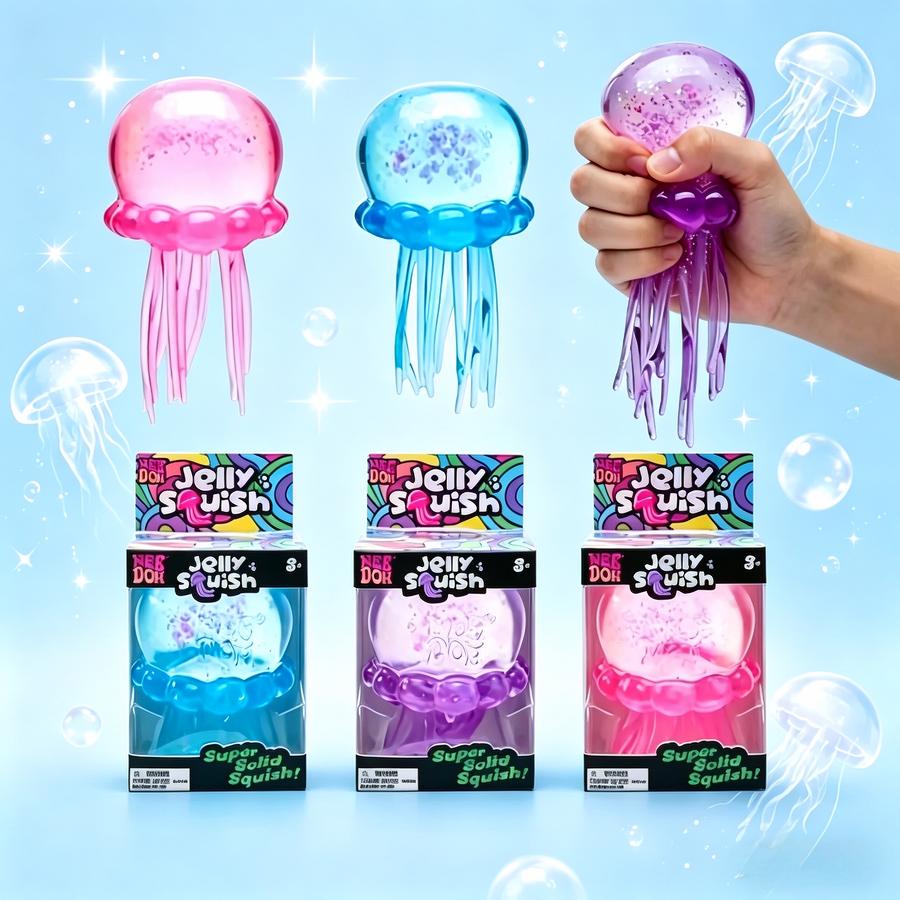 Soft Jelly Nee Doh Jellyfish Squish Toy, Stress Relief Squeeze Fidget Toy, Ideal Holiday & Birthday Gift For Boys And Girls
