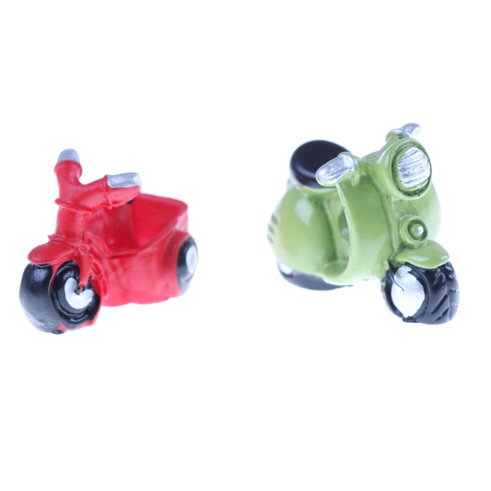 2 pcs Resin Mini Motorcycle Miniature House Fairy Garden Micro Landscape/_G