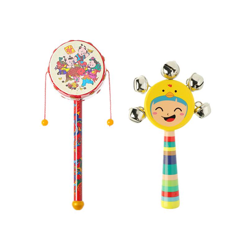 Wooden Baby Rattle Toy for Newborns and Toddlers (0-12 Months) - Grasping & Early Education Puzzle Handbell