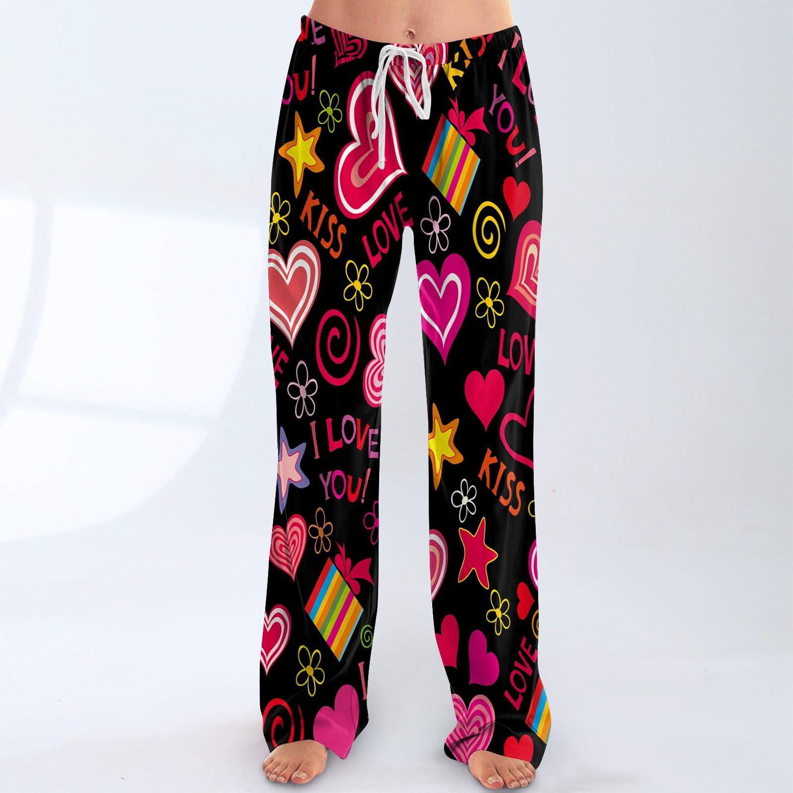 

Женские пижамные штаны, одежда для сна, повседневные брюки с эластичной резинкой на талии, удобные прямые свободные брюки для йоги XL арбуз красный