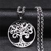 Tree of Life Stainless Steel Long Necklace for Men Black Color Necklaces & Pendants Jewelry cadenas para hombre N834S03