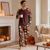 Erkek Yılbaşı -Bisiklet Yaka Uzun Kollu Üst ve Pantolon Pijama Takımı Günlük ve Rahat