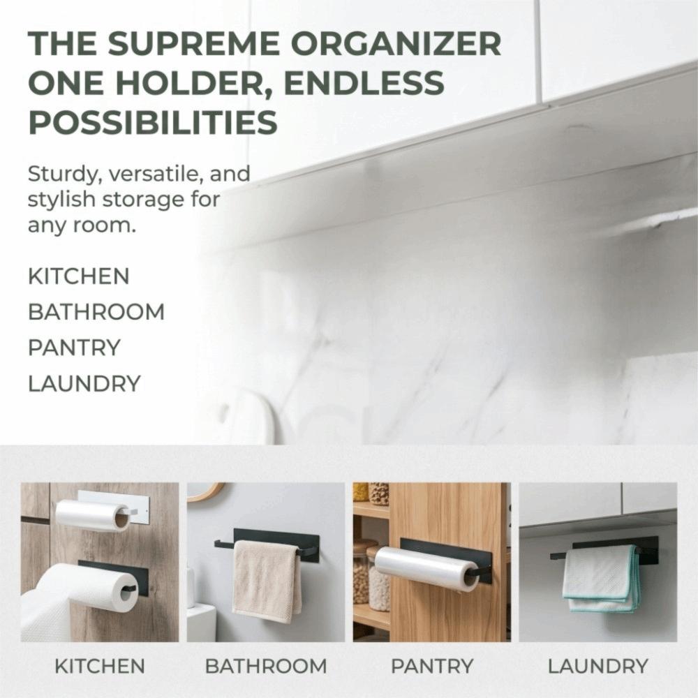 Carbon Steel Paper Towel Holder Wall Mounted Towel Bar Rack Paper Towel Roll Rack Space Saving