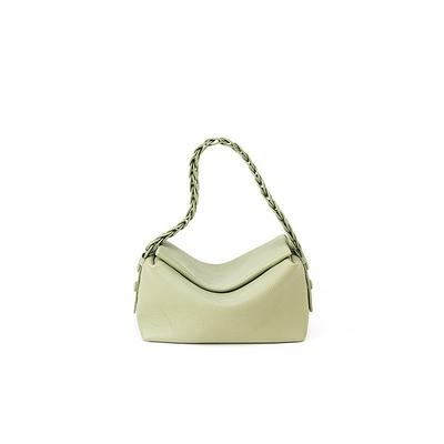 New Single Shoulder Armpit Bag First Layer Cowhide Square Bag Versatile Leather Pillow Bag Woven Shoulder Strap Messenger Bag