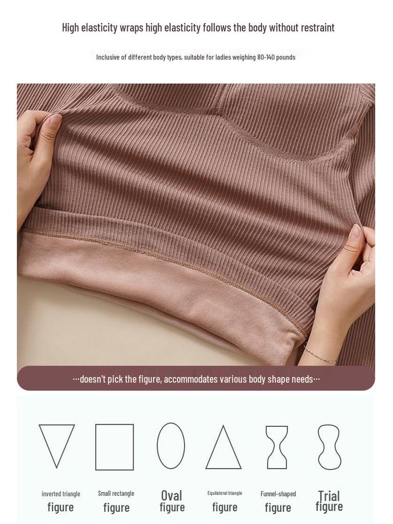 Warmer Damen V-Ausschnitt Spitzen-Patchwork Thermo-Top mit Brustpolstern, Fleecegefütterte Langarm-Basisschicht für Winter und Herbst.