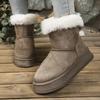 Fleece Thickened Snow Boots Winter New Thick-soled Fluffy Mouth Bow Warm Large-size Cotton Shoes
