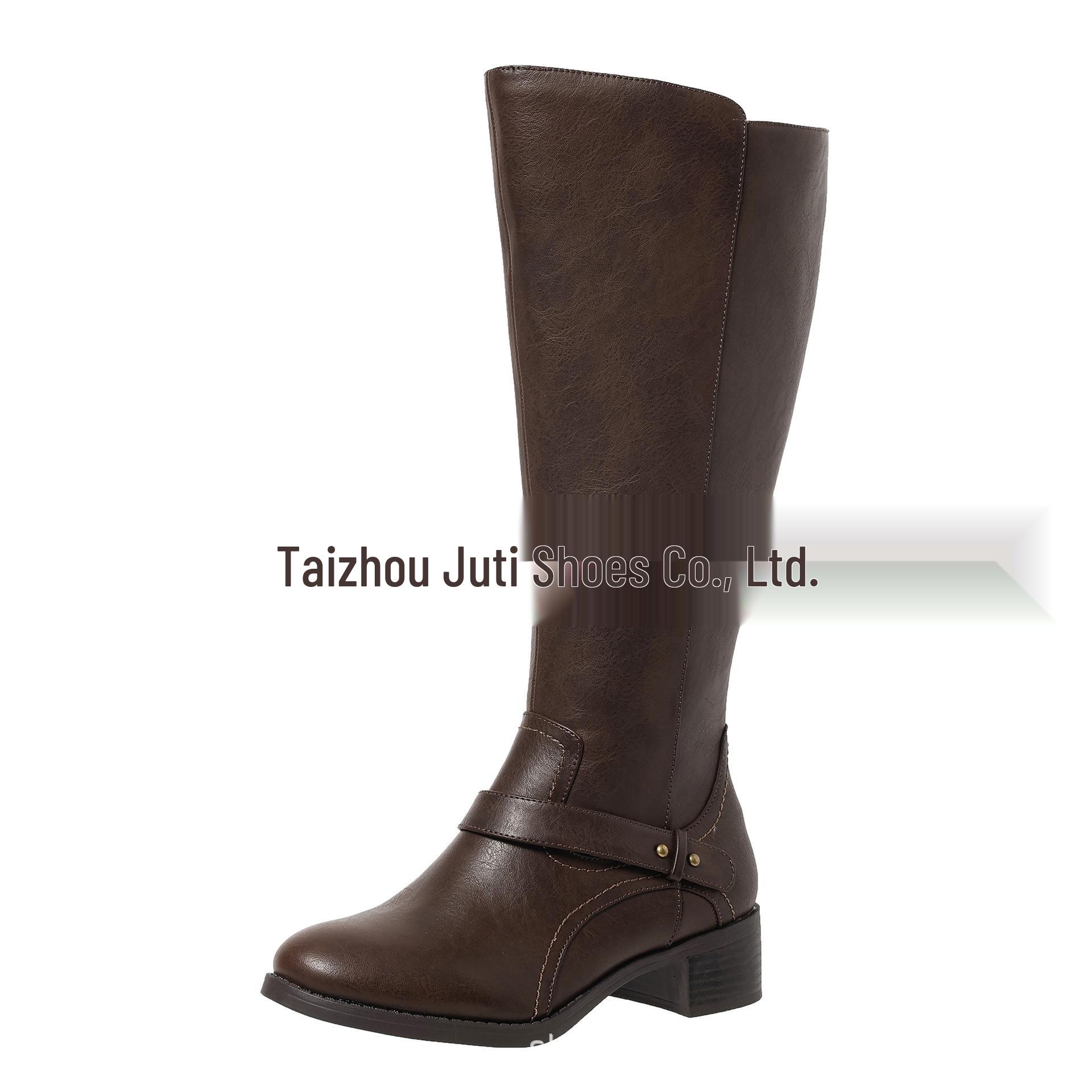 2024 Plus Size Women s Double Zipper Mid-Calf Leather Boots US 7 коричневый