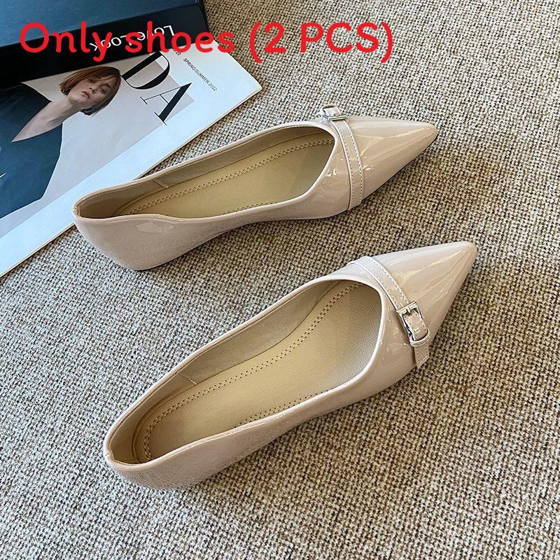 French Pointed Toe Flats For Women With Padded Pu Insole Casual Spring Footwear