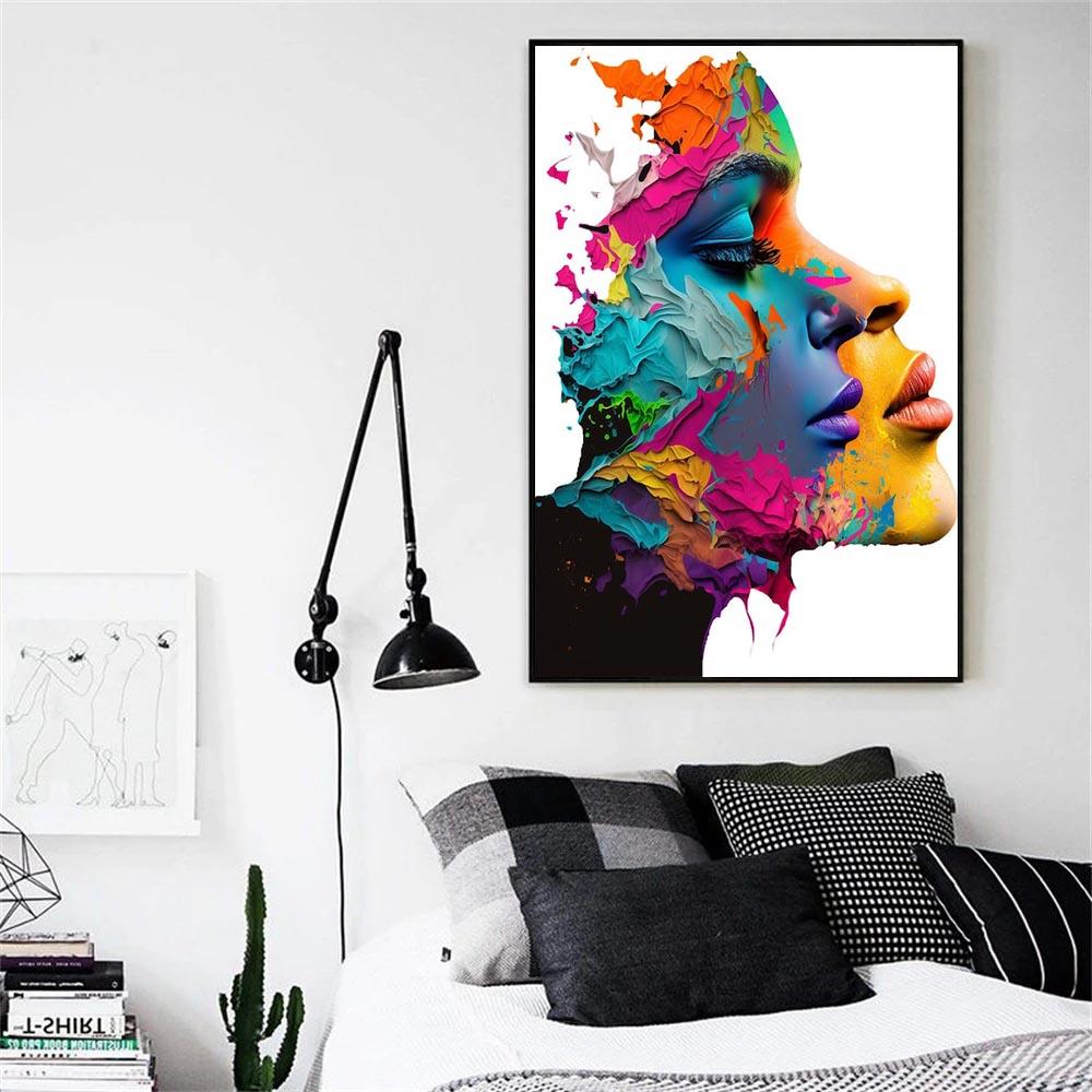 Banksy Colourful Graffiti Art,Love and Kissing Art Canvas Paintings,Heart Posters and Prints,Gift for Lover,Home Decoration