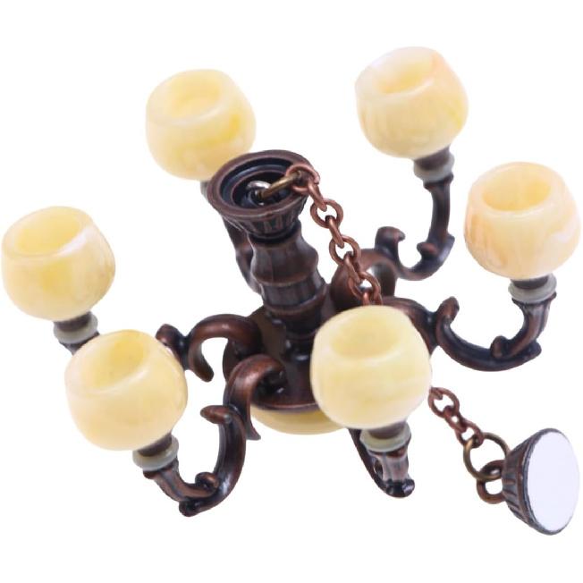 Miniature Dollhouse Led Lights Lamp, Dollhouse Mini Chandelier Light,Dollhouse Furniture Accessories Mini Bedroom Décor
