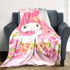 1pc My Melody Flowers Blanket Lightweight Flannel Throw for Sofa Bed Travel Camping Livingroom Office Couch Chair