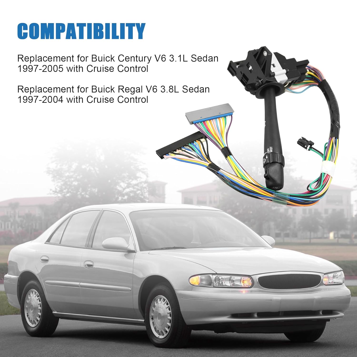 Multifunction Turn Signal Switch Replacement for Buick Century 1997-2005 Regal 1997-2004 Replace 26085929 26049071 26067715 Turn Signal Cruise Wiper