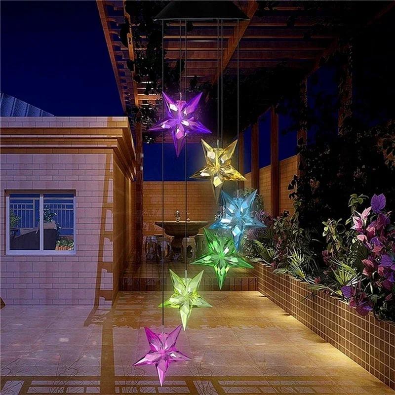 Garden Solar Colored Lights Environmentally Friendly LED Crystal Wind Chime Decoration Holiday Waterproof & Color Changing Decor