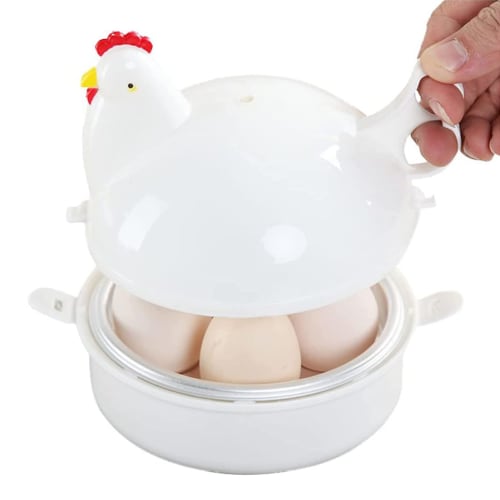 Chicken-shaped Egg Boiler, 4 Pieces, Boiled Egg Maker, Microwave-safe, Egg Steamer, Steamer for Hard-boiled Eggs, Chicken-shaped Egg Cooker, Boil-in-t