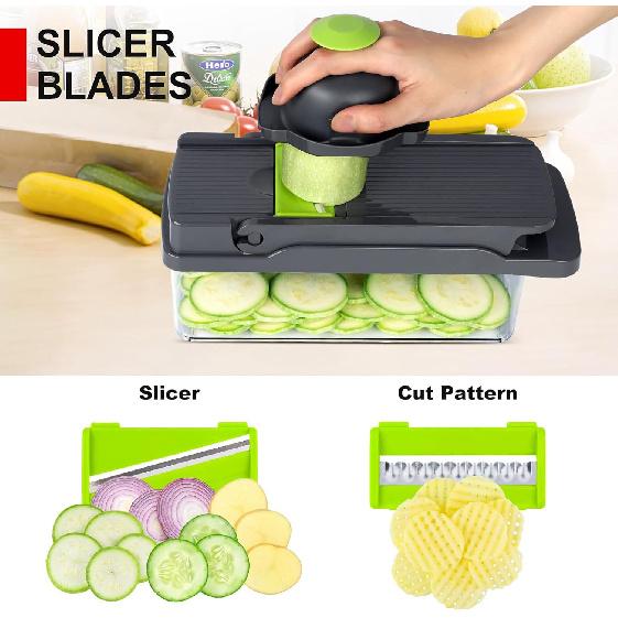Vegetable Chopper Veggie Chopper,Mandoline Slicer,Multifunctional 12 in 1 Food Choppers, Kitchen Vegetable Slicer Dicer Cutter,Onion Mincer,Cheese