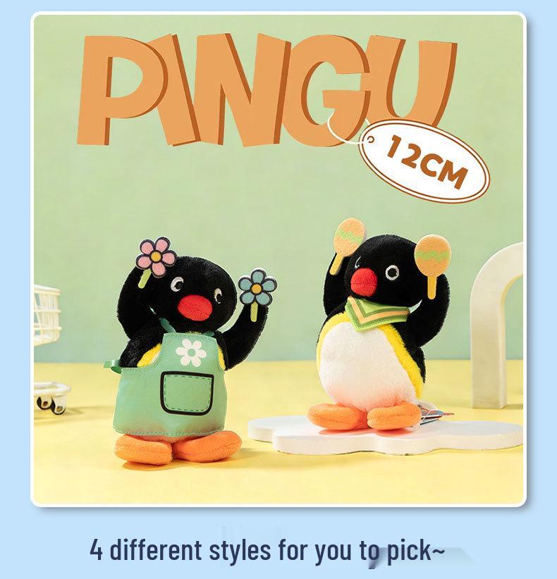 Genuine Pingu Penguin Head Tilt Plush Pendant - Cute Fish-Eating Backpack Charm