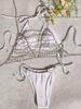 New Pearl Chain Neck Strap Bikini Sexy Swimsuit White Women'S Swimsuit Premium