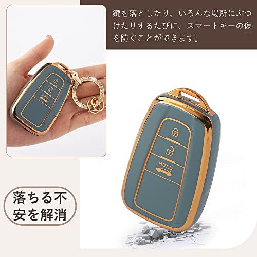 Futwod Key Cover 3 Buttons C-HR New Prius 50 Series Camry 70 Series Corolla Sport Corolla Sedan Crown RAV4 50 Series Mirai Key Holder Smart Key C