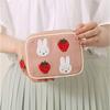 Storage Pouch Cosmetic Mini Wallet Small Item Holder Portable Strawberry Embroidery Cute Stylish White