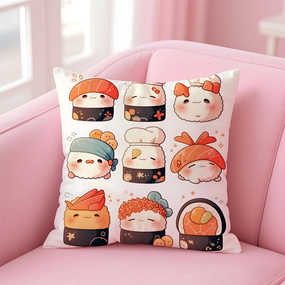 Mini Japanese Food Art Cute Sushi Cushion Cover Pillow Case Soft Skin Friendly Fabric  Concealed Zipper