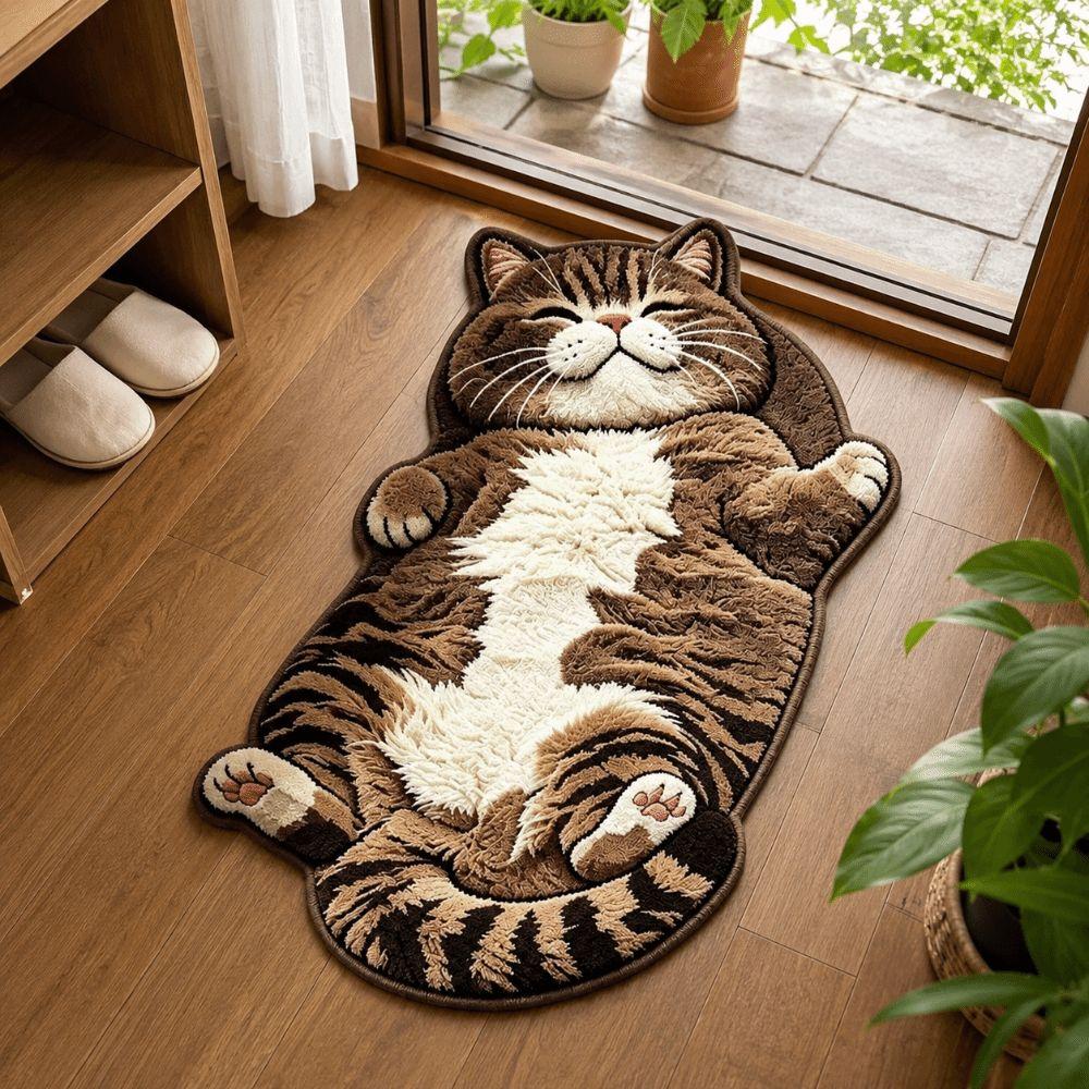 Easy to Clean Cat-Shaped Area Rug Anti-fouling Cartoon Carpet Soft Home Decor Carpet Bedrooms