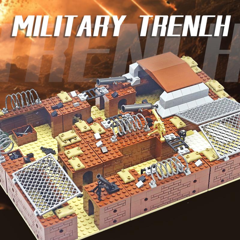 MOC Blocs de Construction Bâtiment Trench-Coat Militaire Blocs Base Militaire Ensemble de Jouets Compatible Briques d'Armes Militaires Pièces Jouets DIY pour Garçons Cadeau