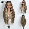 Noble Lace Front Wig Cosplay Wig Wavy 28 Inch Body Wavy Lace Part Wig For Women Brown Wig Synthetic Wig High Quality Lace Wig