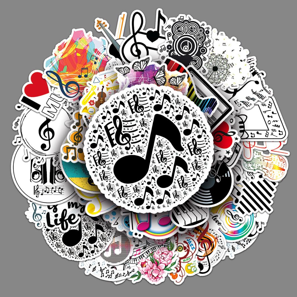 50 Music Symbols Doodle Cartoon Decorative Water Cup Suitcase Laptop Doodle Stickers
