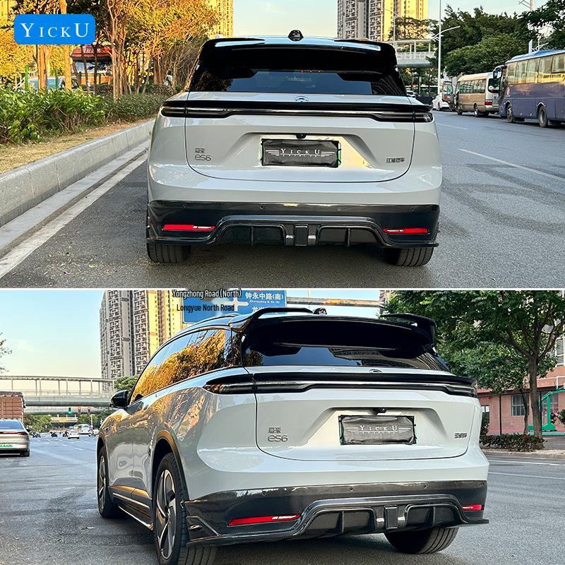 Nio ES6 23-24 Carbon Fiber Body Kit: Front Lip, Rear Lip, Side Skirts, Tail Wing, Wind Deflector, Top Wing.