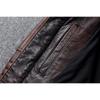 Chinese Size Vitnage Red Brown Men Leather Jacket Cowhide Leather Motorcycle Style Genuine Cow Jackets for Men Autumn