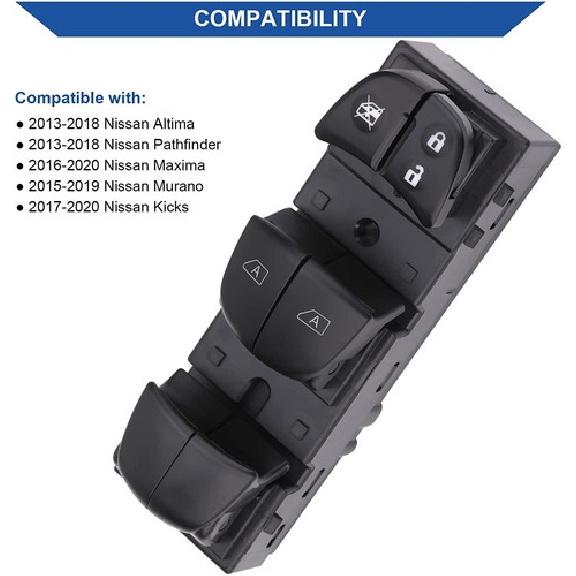 Window Control Switch For Nissan Altima Pathfinder Murano Maxima Kicks 2013-