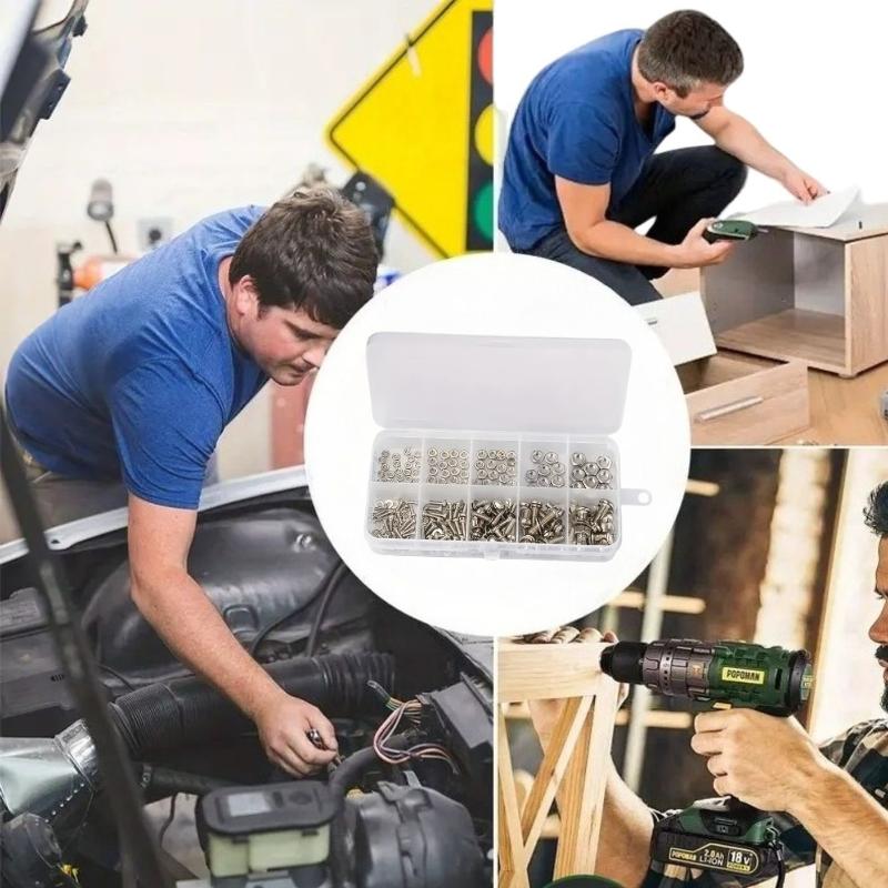320 Pcs 304 Stainless Steel Hex Button Socket Head Cap Screw Hexagon Thread Machine Metric Nut Bolt Assortment Kit Set M2~M55