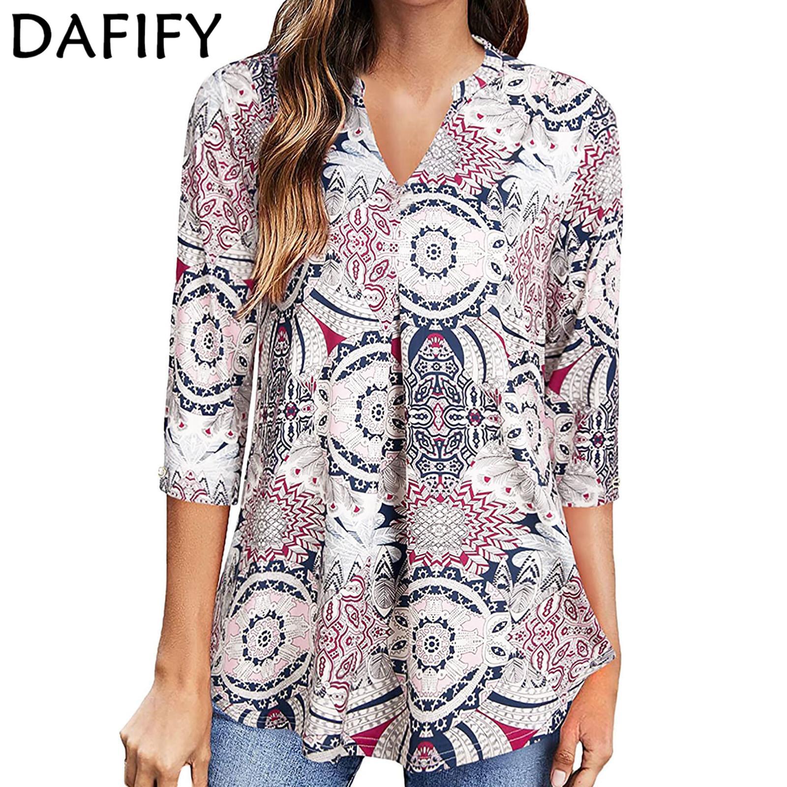 

DAFIFY Женские модные повседневные летние блузки и рубашки с v-образным вырезом и рукавами 3/4
