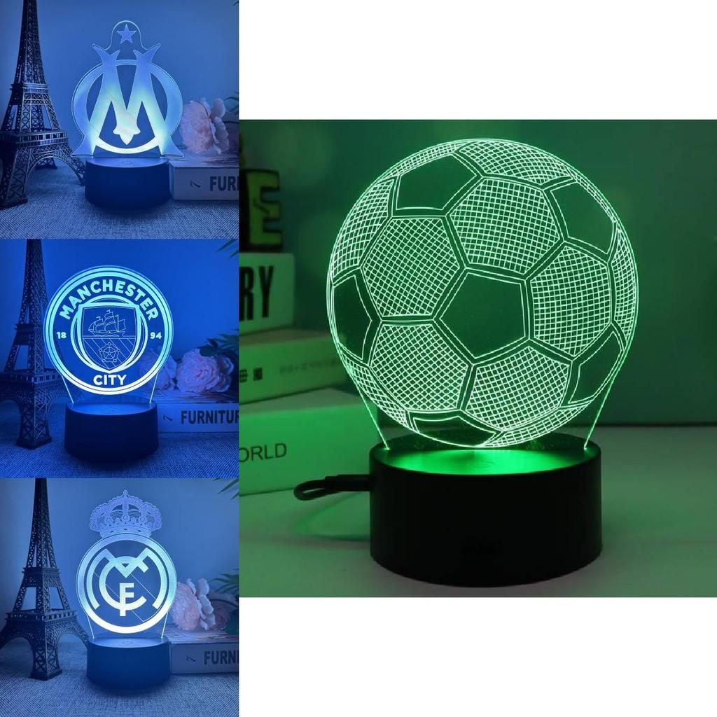 Modern Creative 3d Night Light For Football Clubs Usb Desk Lamp With Colorful Designs