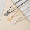 Sun Moon Stars Puzzle Necklace Set 3 Pcs Rhinestone Inlaid Trendy Jewelry for Casual Wear Party BFF Couple Gift