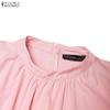 ZANZEA Women Elegant Casual Round Neck 3/4 Sleeve Loose Long Dress