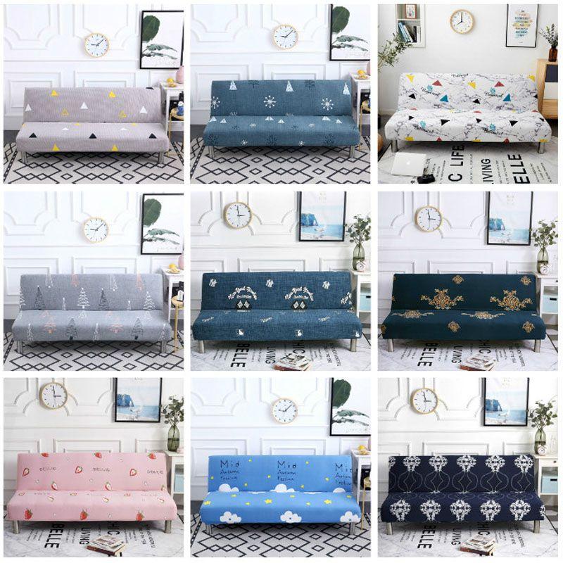 Soft And Elastic Printed Slipcover Without Armrest Sofa Bed Cover For Comfortable Protection