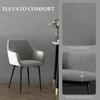 Set of 2 Nordic Dining Chairs Padded with Curved Armrests In Velvet-Effect Fabric, 54x57x80 Cm, Dark Grey
