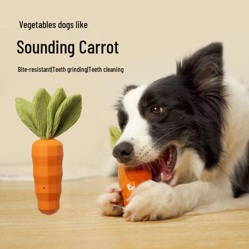 Carrot Squeaky Rubber Dog Toy for Puppy Teething and Entertainment оранжевый