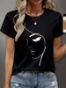 Women's Simple Line Graphics T-Shirts Casual Short Sleeves O-Neck Tops Loose Comfortable Tees Oversize Clothes Woman's Clothing