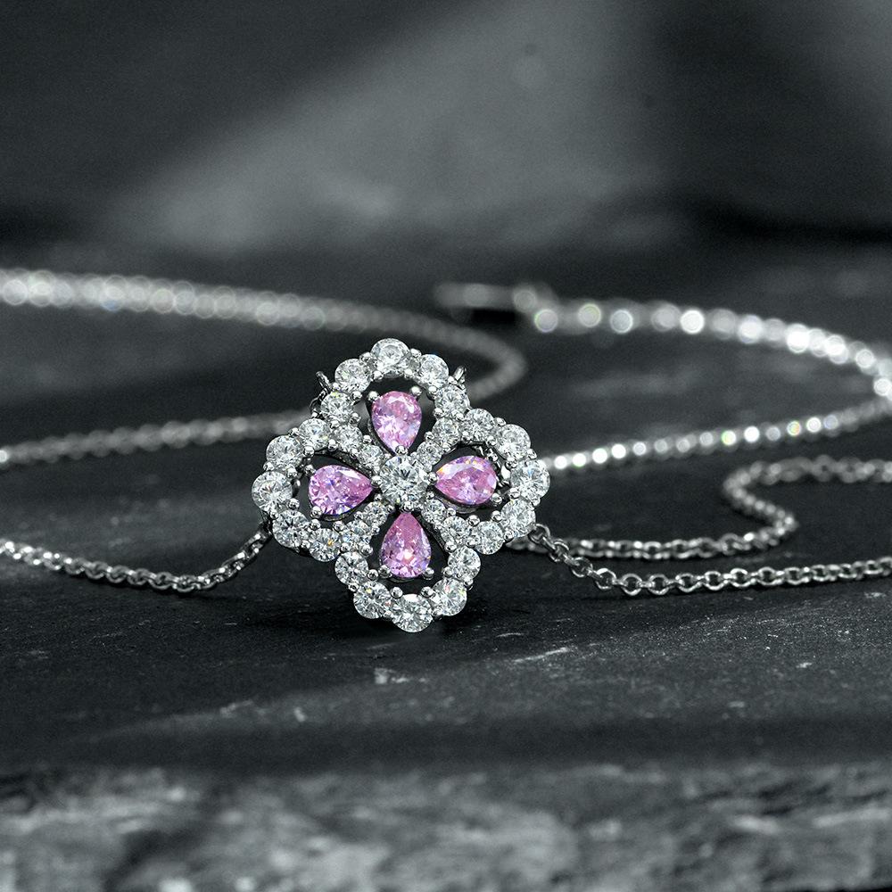 Gica Gema High Carbon Diamond Pendants Necklace 925 Sterling Silver Pink Gemstone Romantic Fine Jewelry Wedding Party Gifts New Trend