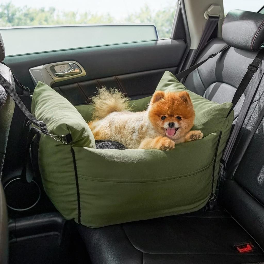 Lesure Hundbilbädd Husdjursbilbarnstolslåda för Små med Förvaring Avtagbar Maskin Lätt Passar Baktill och Framtill Lämplig för Små till Medelstora Hundar under för