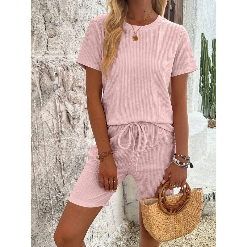 

Однотонная футболка шорты комплект из двух предметов однотонная футболка шорты комплект из двух предметов Pink M