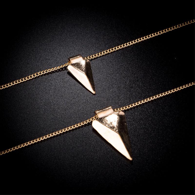 Plated Gold Stylish Geometric Arrow Multi Layer Necklace For Everyday Wear
