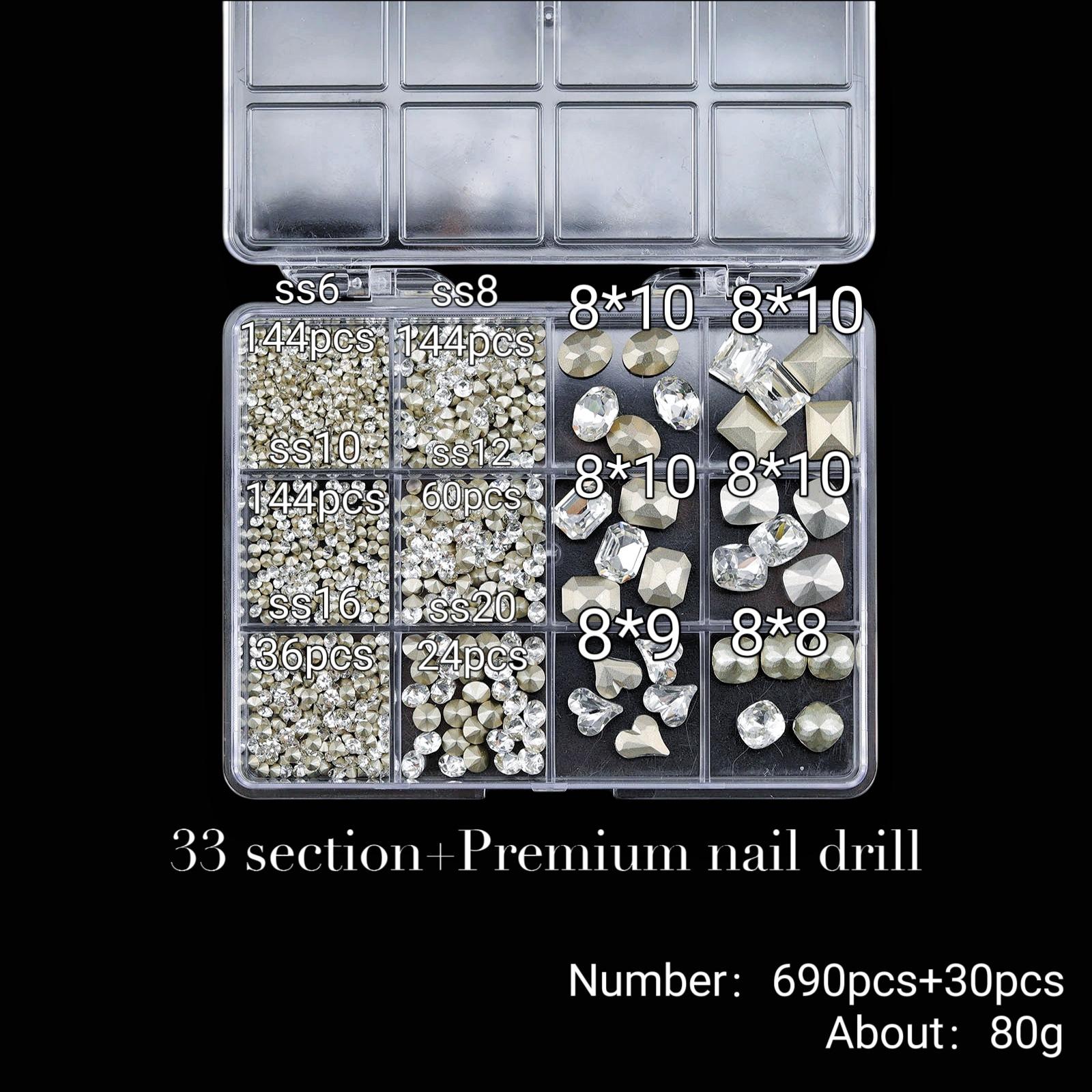 

Набор украшений для дизайна ногтей из 12 сеток со стразами для дизайна ногтей с плоским дном и бриллиантами особой формы 12 grid square box