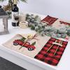 Christmas Home Decoration Magenta Black Check Table Mat Cartoon Tablecloth Table Mat Home Table Dress Knife and Fork Mat