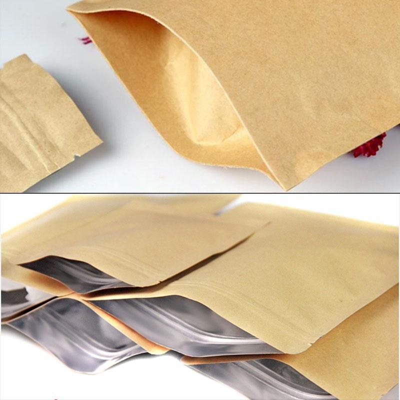 20 Pcs  Stand Up Pouches Kraft Paper Aluminum Foil Food Packaging Bags(size: 9*14)